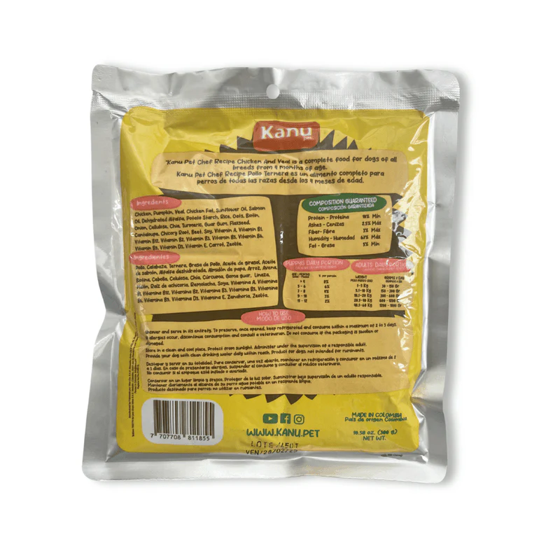 Alimento Completo Húmedo Kanu Pet Chefs Recipe para Perros sabor a Pollo y Ternera
