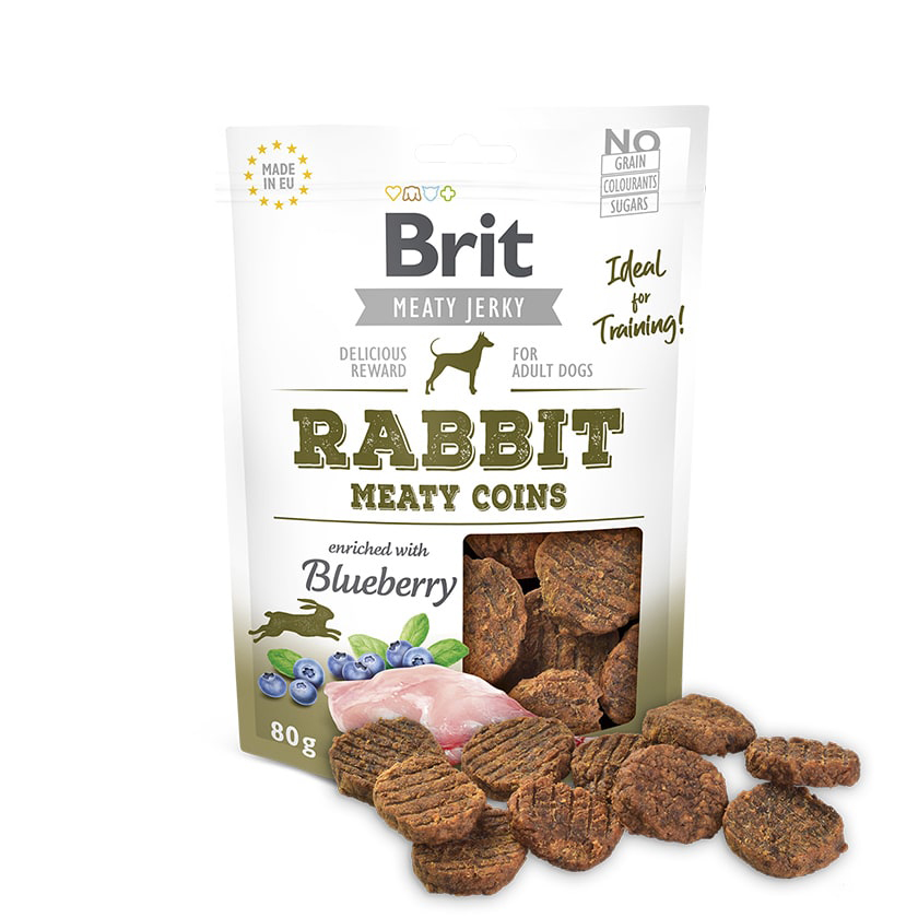 BRIT MEATY JERKY RABBIT MEATY COINS 80 GR