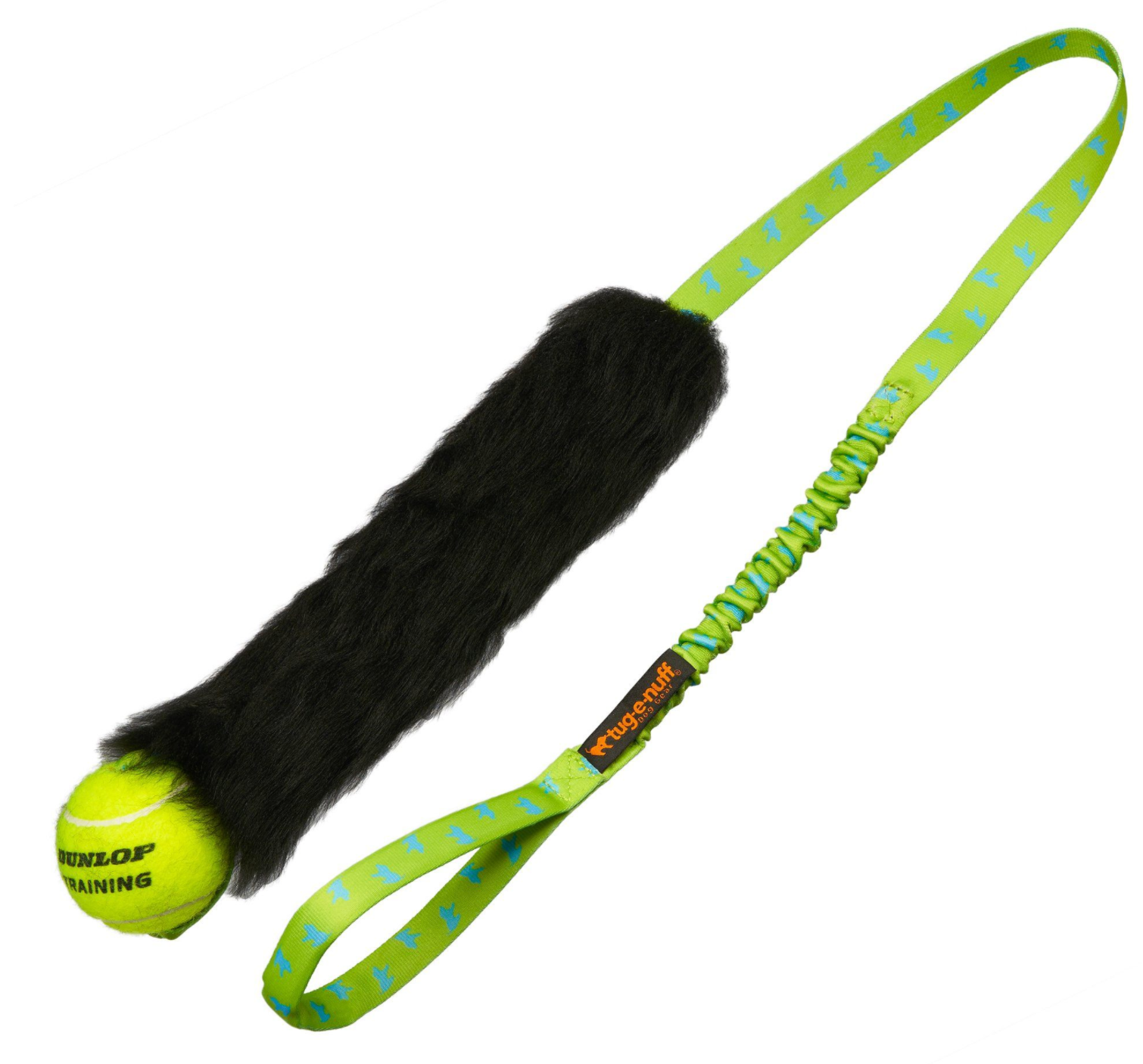 Mordedor con asa elástica larga, pelo oveja y pelota de tenis/ Sheepskin Bungee Chaser with tennis ball Tug-e-Nuff