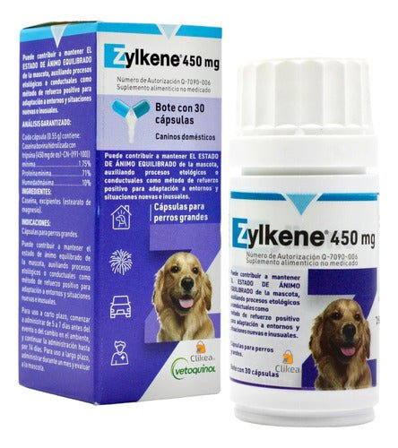 Zylkene 450 Mg 30 Caps Vetoquinol Relajante Estrés Perros