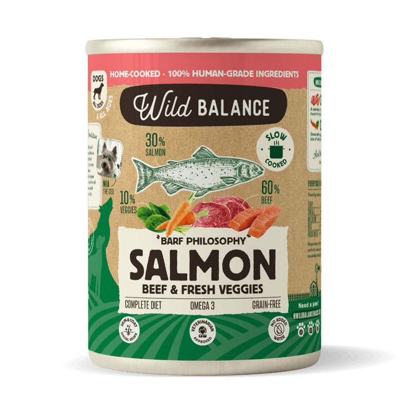 Wild Balance Salmón y Ternera con verduras lata 400 g