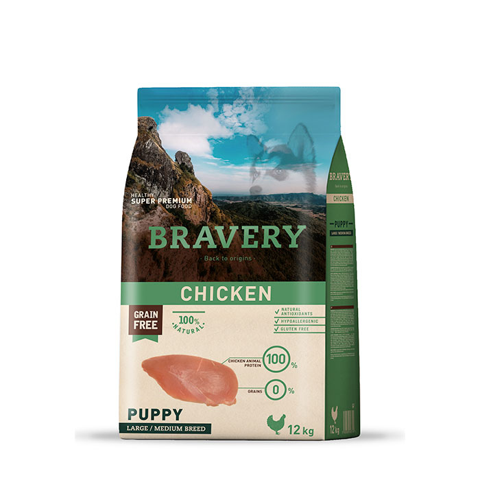 BRAVERY | CANINO POLLO PUPPY LARGE MEDIUM BREEDS 12KG
