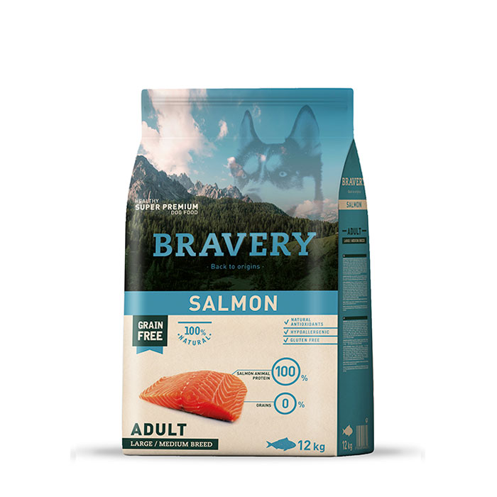 Bravery Salmón Perro Adulto Large Medium 12KG