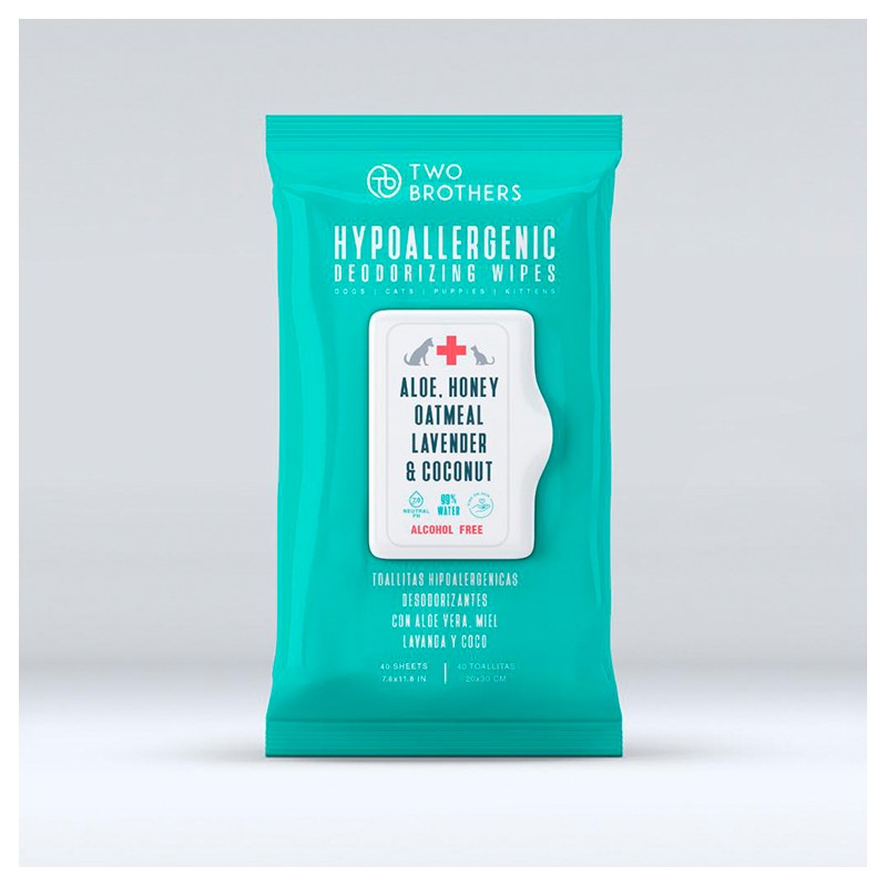TWO BROTHERS HYPOALLERGENIC WIPES 40 UNIDADES